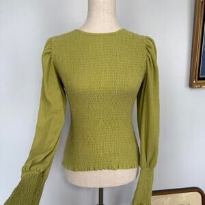 Anthropologie green ruched blouse - Small